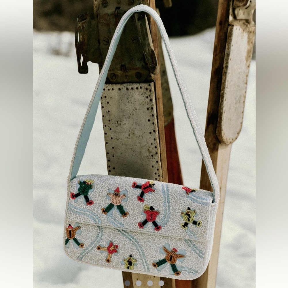 ANTHROPOLOGIE The Fiona Beaded Bag: Winter Icon Edition in Snow Angels Motif
